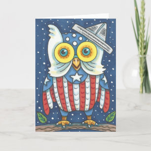 4 DE JULHO CARTÃO DE GREETING OWL AMERICANO VERSE
