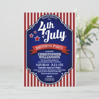 4 de julho Convites de festas de aniversário