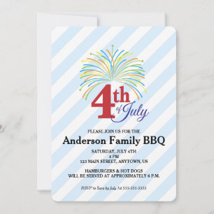 4 de julho Fireworks  Convite Para CHURRASCOS Fami