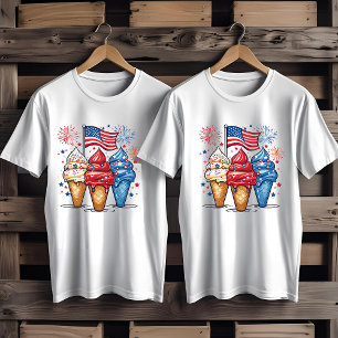 4 de julho Sorvete USA Flag Men's T-Shirt