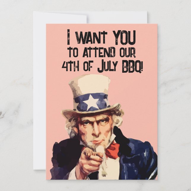 4 DE JULHO TIO CHURRASCO MESMO Convites de festas (Frente)