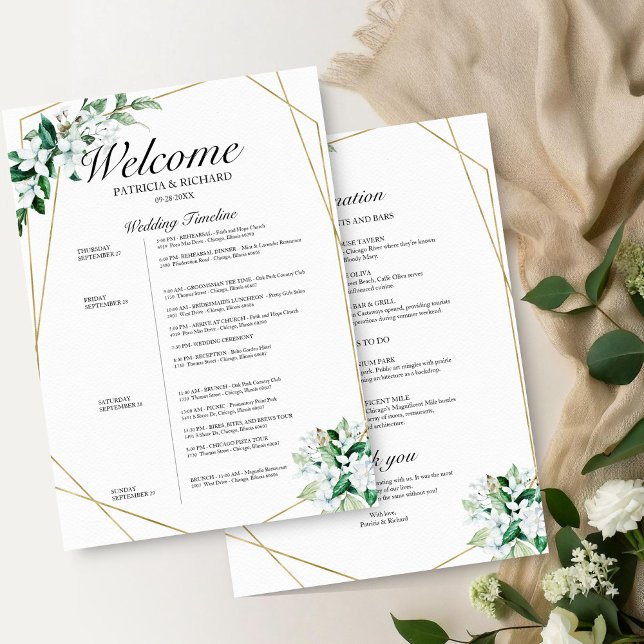 4 Dias Itinerário de Casamento Geometria Verde (Criador carregado)