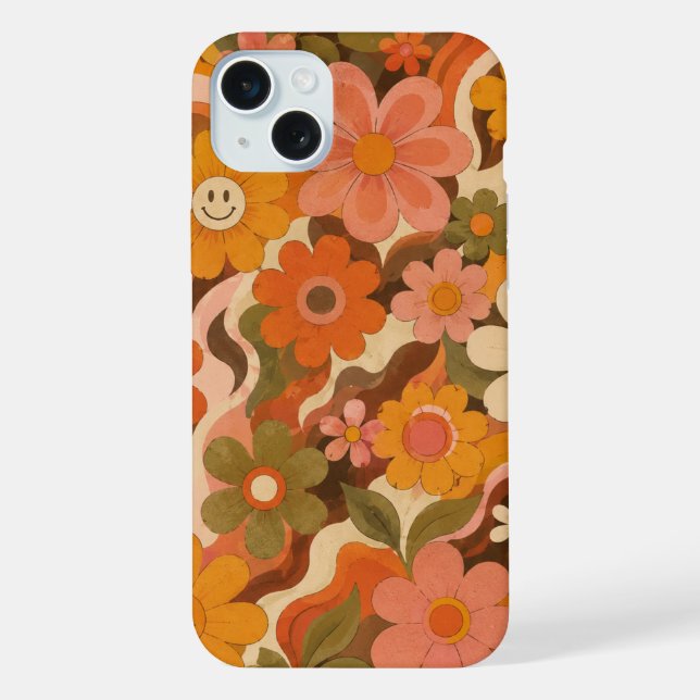 4. Estojo de Telefone Flores Retro Groovy (Verso)