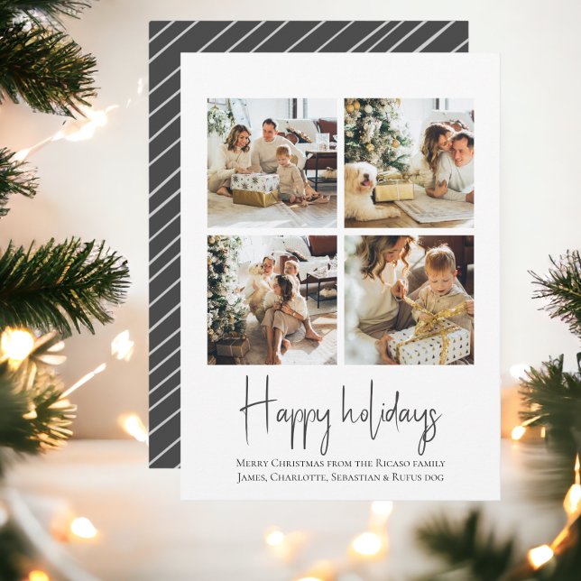 4 Foto: Feliz Natal modelo (4 Photo Happy Holidays Christmas template flat card from Ricaso)