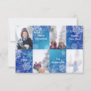 4 Fotos Fundo de Neve Azul - Cartão de Natal 3x5