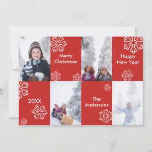 4 Fotos Fundo Vermelho - Cartão de Natal