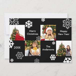4 Fotos Quadradas Fundo Preto - Cartão de Natal