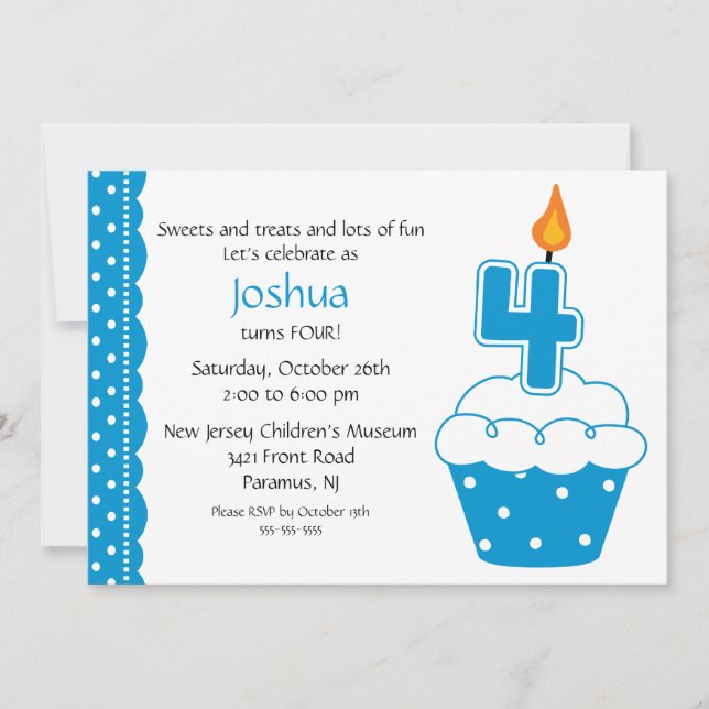 4.o Convite para Cupcake de Aniversário (Frente)