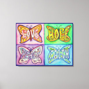 4 Palavras Anéis de Borboleta Pintura de Canvas