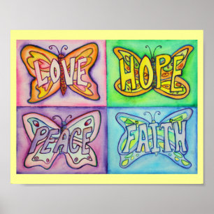 4 Palavras Asas borboletas Posters de arte inspira