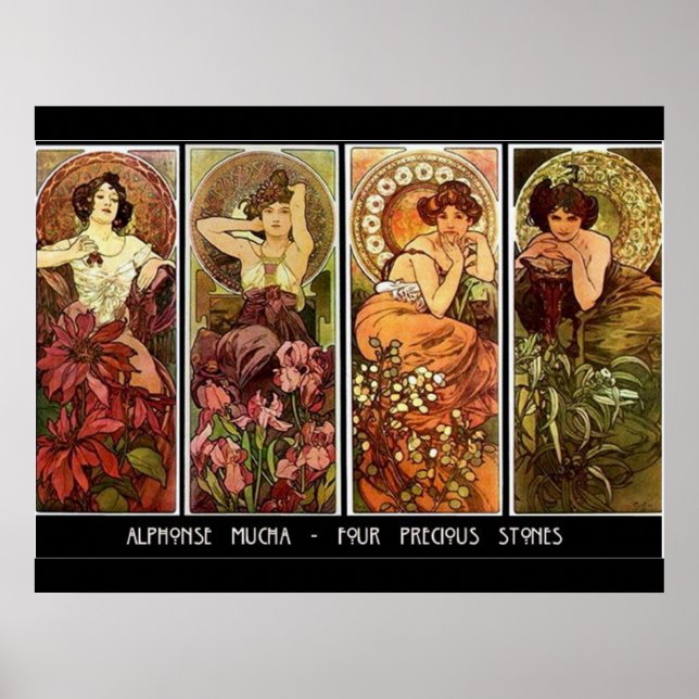 4 pedras Alphonse Mucha Impressão (Frente)