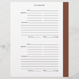 4 por Página - Páginas de Receita Marrom de 2 lado
