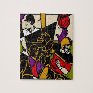 4 Quebra-cabeça de esporte com caixa de presentes