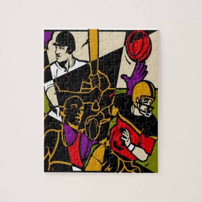 4 Quebra-cabeça de esporte com caixa de presentes (Vertical)