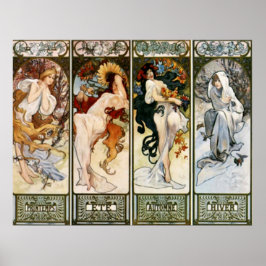 4 Seasons Alphonse Mucha Impressão