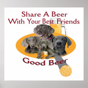 4 Weimaraners Compartilham Um Poster De Cerveja