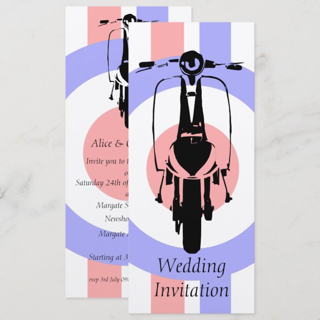 4 x 9 60 Convites para Casamento de Patinetes (Frente/Verso)