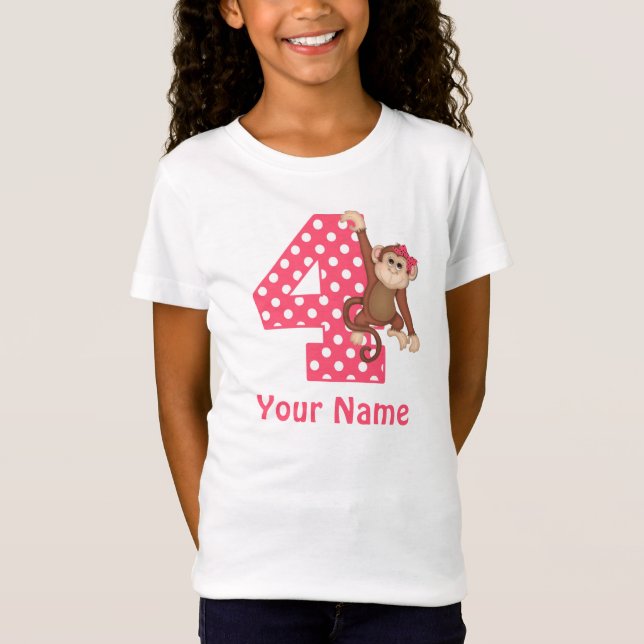4o Camisa personalizada menina do macaco do (Frente)