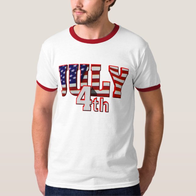 4o de t-shirt patrióticos de julho (Frente)