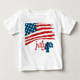 4o do t-shirt da criança de julho