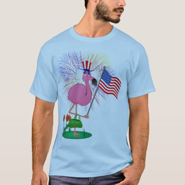 4o engraçado da camisa do flamingo de julho (Frente)