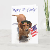 4o feliz do cartão do dachshund de julho