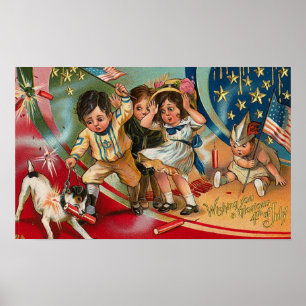 4o julho - poster da arte do vintage