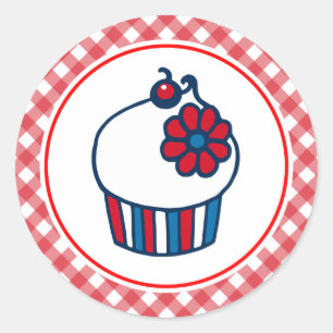 4o patriótico de etiquetas do cupcake de julho