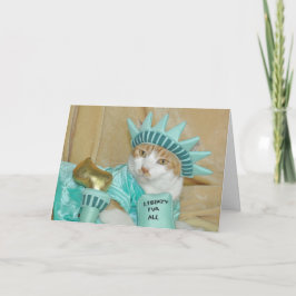 4o patriótico do cartão alaranjado do gato de