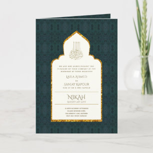 4Pg Convite de NIKAH WALIMA Dourado Ornamental Isl
