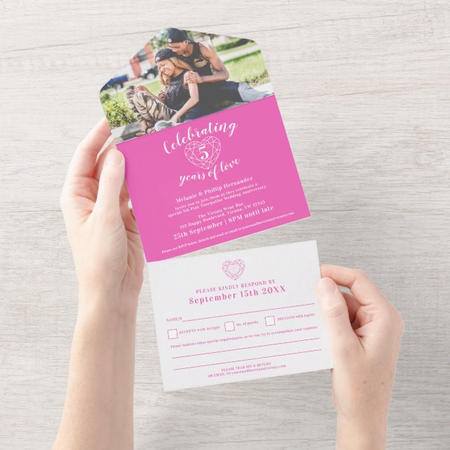 5º aniversário de casamento com Turmalina Rosa RSV (Aba destacável)
