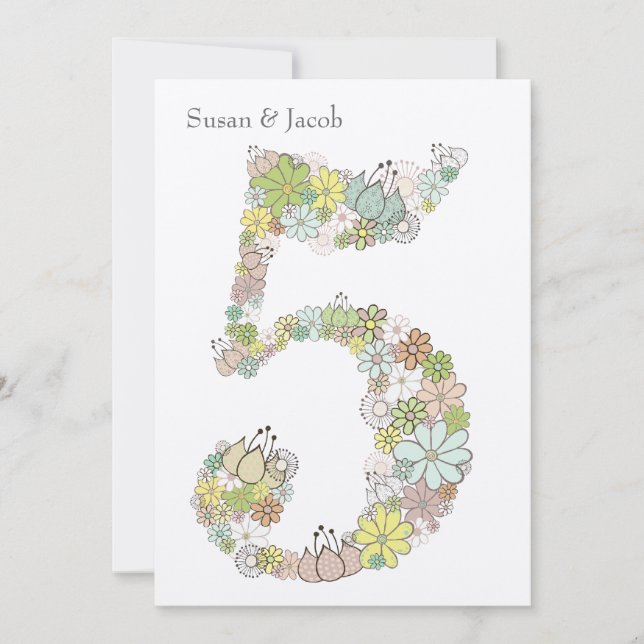 5º Aniversário de Casamento de Madeira Convite Per (Frente)