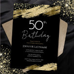 50ª Festa de aniversário Orçamento Dourado Convite<br><div class="desc">Elegante Faux dourado pintura a design. Todo o texto é ajustável e fácil de mudar para as necessidades do seu próprio partido. design de modelo de 50 anos elegante excelente.</div>