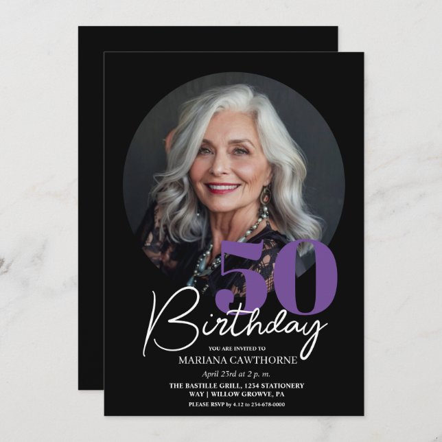 50ª Foto do Convite de aniversário 50º Aniversário (Frente/Verso)
