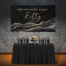 50º Aniversário - Banner negro Dourado Agate