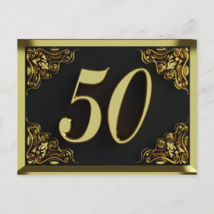 50º Aniversário Convite Dourado Regal ou Saudação