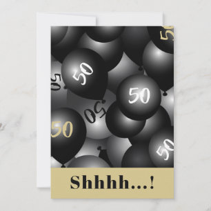 50º Aniversário Convite para Balões Negros