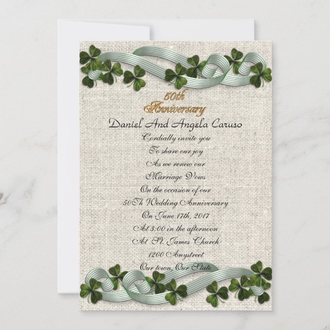 50º Aniversário Convite para o tema irlandês (Frente)