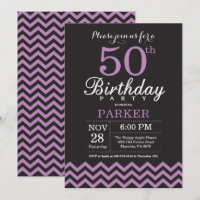 50º Aniversário Convite Preto e Roxo