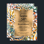 50º Aniversário Convites à Impressão em Animais<br><div class="desc">Pequenos convites de aniversário elegantes de 4, 5" x 5, 6" apresentam um padrão colorido de impressão de animais selvagens colorido, sobreposto com folha falsa de ouro, e seus detalhes de festa de aniversário em letra chic. Perfeito para a 50ª festa de aniversário ou QUALQUER IDADE, basta mudar o texto....</div>