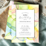 50º Aniversário Convites multicolores<br><div class="desc">Esses convites de 50 anos apresentam uma placa transparente com moldura de aquarela em vários tons de vermelho, amarelo, azul, verde e laranja. Use os campos modelo para adicionar seus detalhes personalizados. Encomenda cartões impressos ou convites imprimíveis. Uma excelente escolha para aniversários de adultos e crianças. Use os campos modelo...</div>