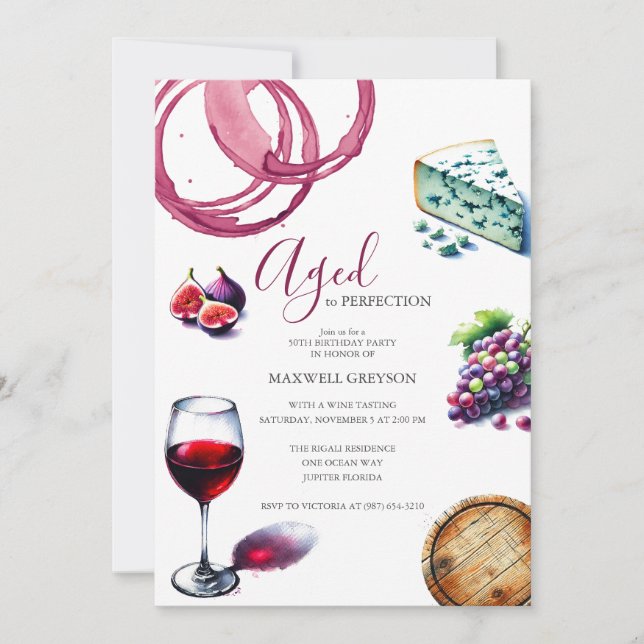 50º Aniversário Convites Tema de Vinho de Tendênci (Frente)