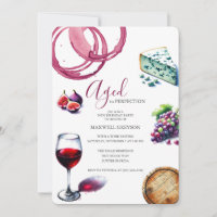50º Aniversário Convites Tema de Vinho de Tendênci
