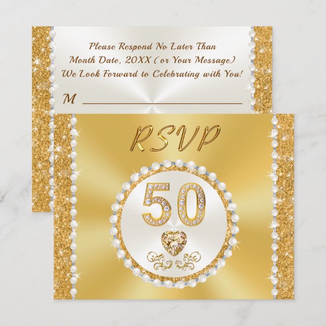 50º Aniversário de Casamento, Cartões RSVP Persona (Frente/Verso)