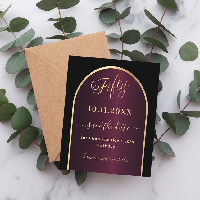 50º aniversário do Burgundy Negro guarde o cartão  (Criador carregado)