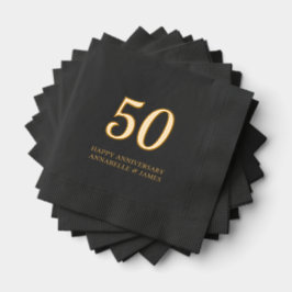 50º aniversário do casamento Black Foil Napkins