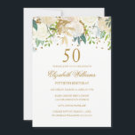 50º Aniversário do Elegante Dourado Convite Floral<br><div class="desc">Mais convites florais na loja Little Bayleigh!</div>