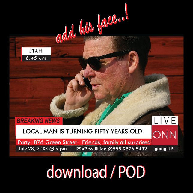 50º Aniversário Engraçado Convite 🎉 Notícias Fals (Criador carregado)