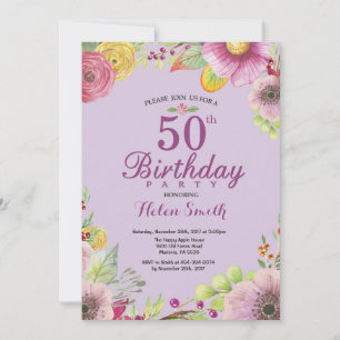50º Aniversário Floral Convite para Mulheres Rox