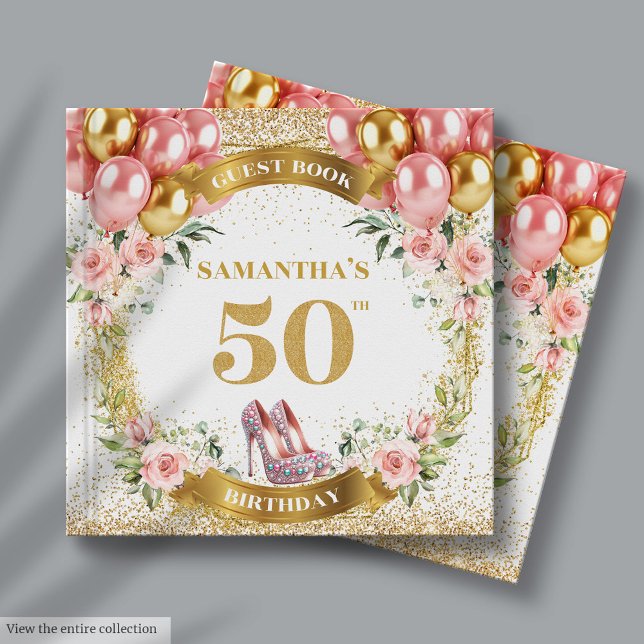 50º Aniversário Incrível Boho Flowers Livro de Con (Stunning 50th Birthday Boho Flowers Guest Book)